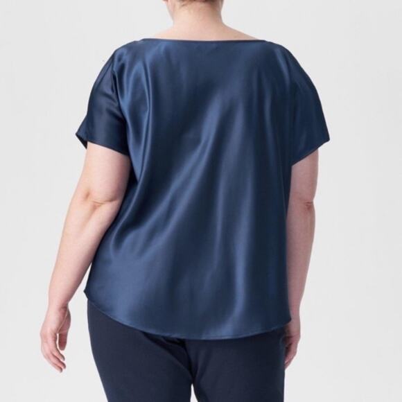 Universal Standard Viva drape neck top blue sz 14 16 - Picture 2 of 8